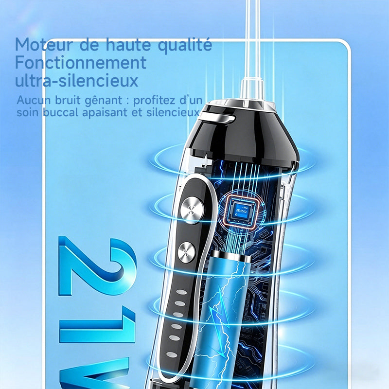 h2ofloss HF-2 Hydropulseur avec 5 modes, 5 canules, rechargeable par USB, étanche IPX7, réservoir d'eau de 300 ml - Noir