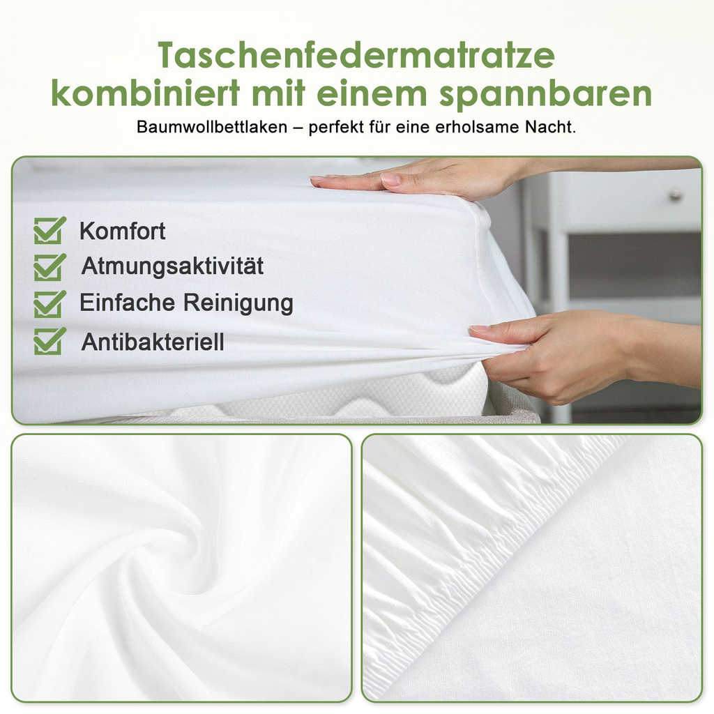 GTIMEX Matelas à ressorts ensachés 7 zones, ergonomique, H3, respirant, hauteur 28 cm, 9 couches de confort, charge maximale 150 kg, soutien orthopédique