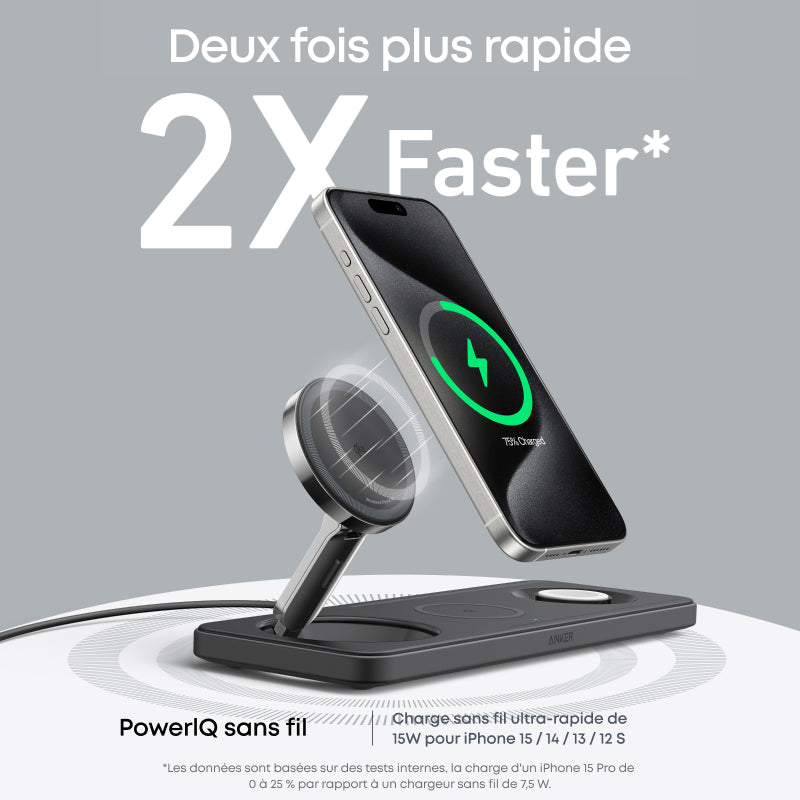 Anker MagGo universel noir, chargeur sans fil USB rapide pour intérieur