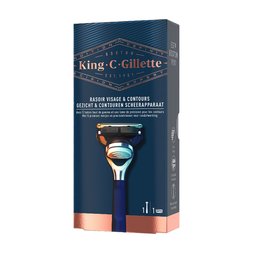 KING C. GILLETTE Rasoir Rasage Et Contours + 1 Lame De Précision