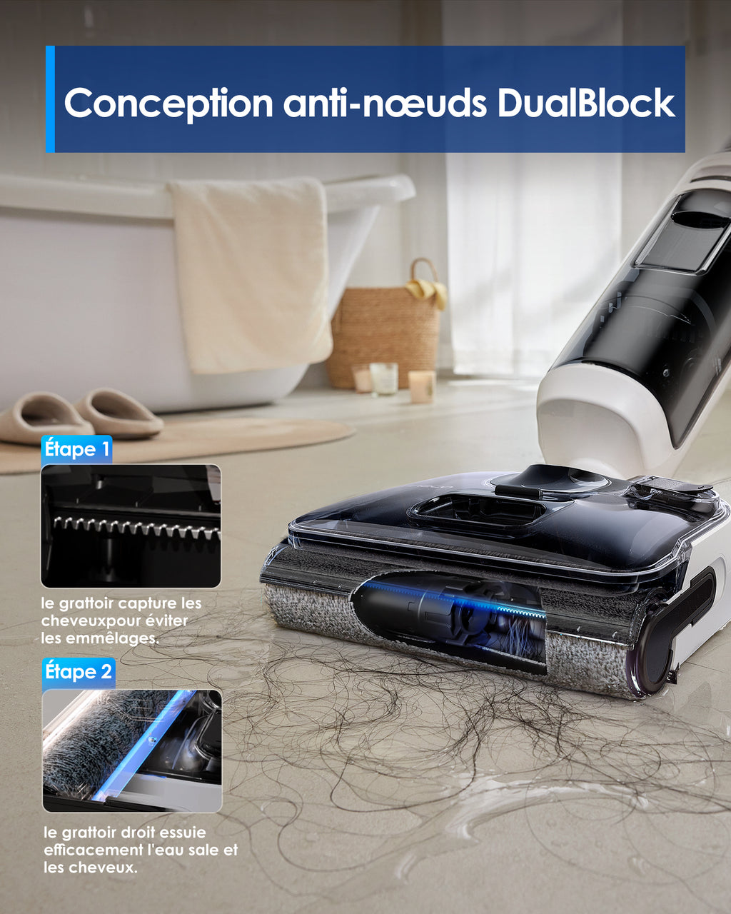 Tineco Floor One Switch S6 Stretch Aspirateur eau et poussière, Multifonction, À plat 180°, Autonettoyant, Autonomie 65 min, Nettoyage des bords des deux côtés et nettoyage de toute la maison