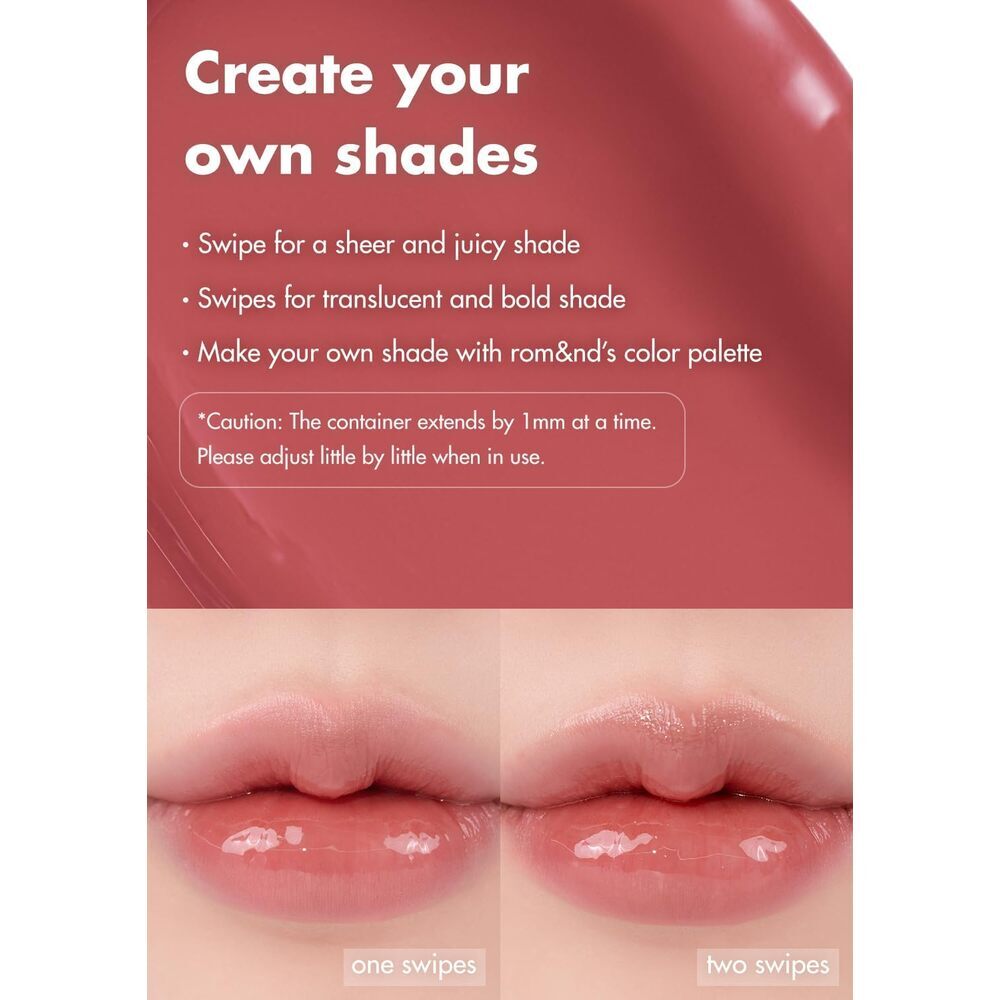 rom&nd Baume fondu effet verre (Nouveau) 6 couleurs Gloss à lèvres hydratant translucide haute pigmentation végane 11 Corail chamois 3,5 g