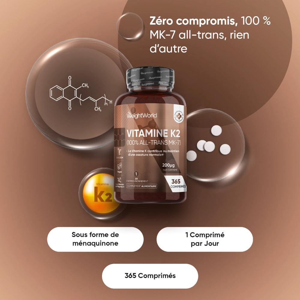 WeightWorld Vitamine K2 (MK-7) 200 µg - 365 comprimés