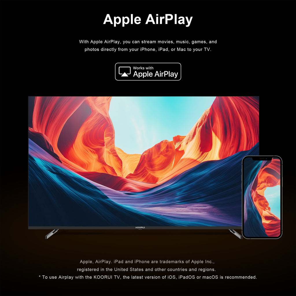 KOORUI K65N3UQ-T8, 65 pouces, 4K QLED, TIZEN TV, Design sans bords, Son dynamique avec Dolby Audio, Finition métallique haut de gamme