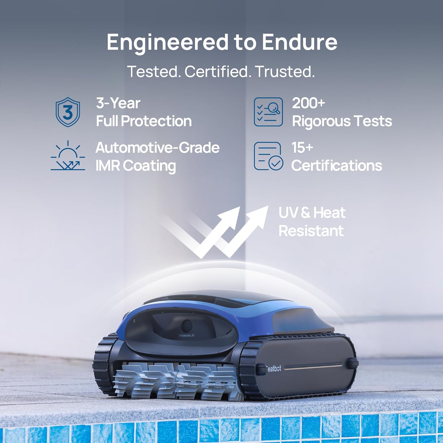[Nettoyage de la ligne d'eau + Livraison gratuite le lendemain] Robot nettoyeur de piscine sans fil Beatbot AquaSense 2 | Avec housse de protection + Stationnement intelligent en surface | Doubles brosses pour le nettoyage de la ligne d'eau des paroi