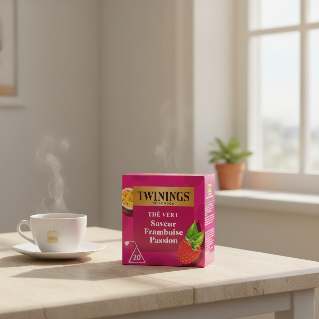 Twinings Thé vert framboise passion, 20 sachets, 32 g