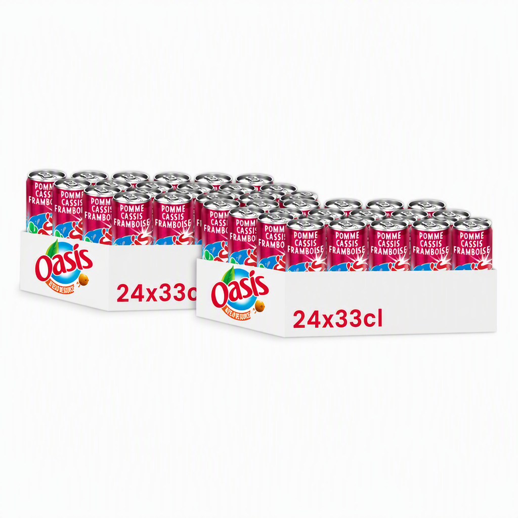 Oasis Soda pomme, cassis et framboise Pack de 24 x 33cl (Lot de 2)