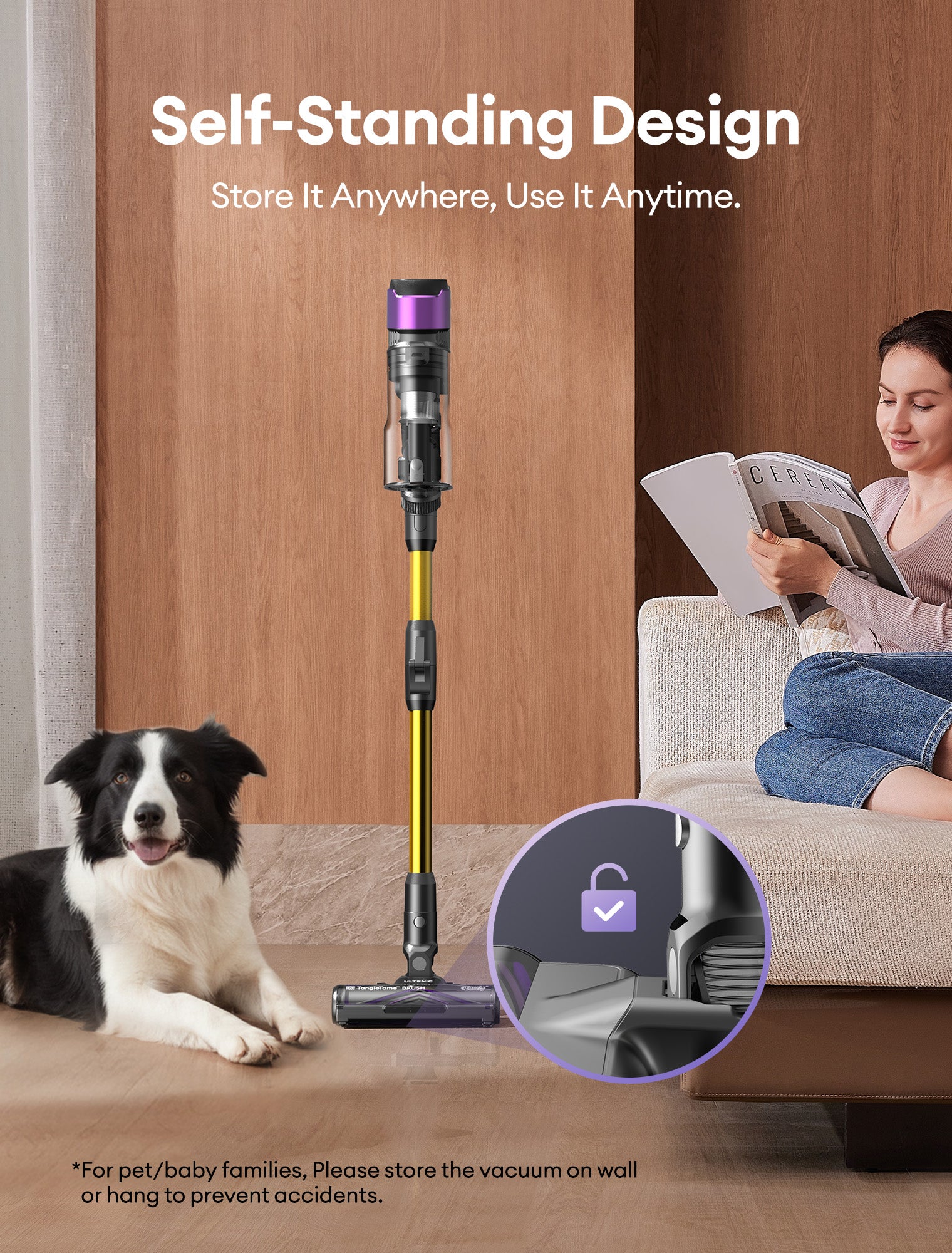 Ultenic U-2O Aspirateur sans fil, 55 kPa/60 min, Aspiration puissante améliorée, Brosse anti-emmêlement améliorée avec manche pliable, Écran de compte à rebours LED, Aspirateur autoportant pour sols, tapis et poils d'animaux