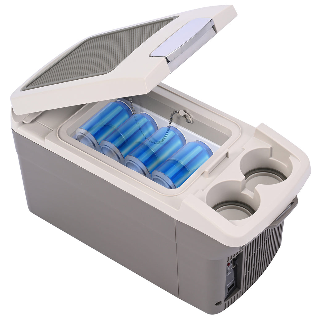 ICEROVER PN-06 Mini réfrigérateur portable 6 L AC/DC, réfrigérateur et chauffeur, pour voiture et maison, gris, réfrigérateur électrique compact avec sangle de transport