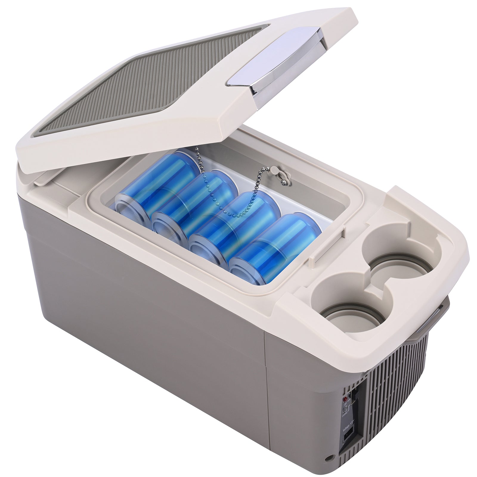 ICEROVER PN-06 Mini réfrigérateur portable 6 L AC/DC, réfrigérateur et chauffeur, pour voiture et maison, gris, réfrigérateur électrique compact avec sangle de transport