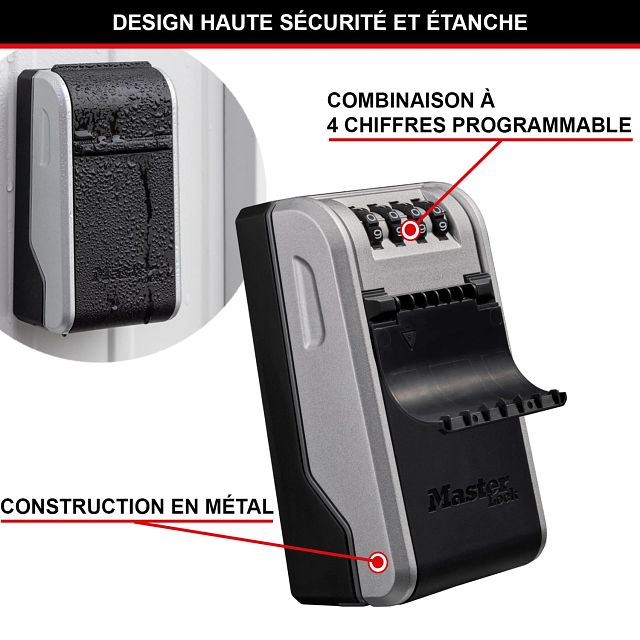 Master Lock 5481EURD boîte à clés murale, nouveau design innovant, grande capacité, haute sécurité