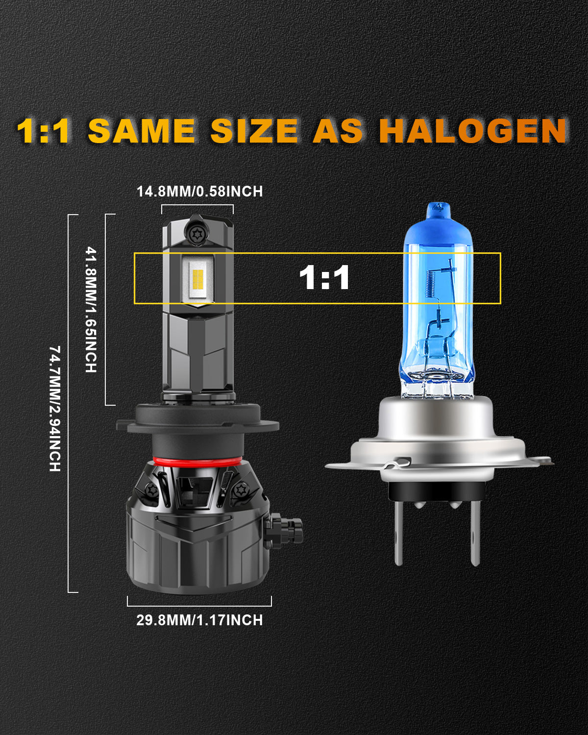 Katur Ampoule LED pour phare H7 120 W 30000 lm, Ampoule LED H7 6000 K Blanc xénon Prête à l’emploi Taille mini 1:1 Système de refroidissement haute efficacité Ampoules pour phares H7, Lot de 2