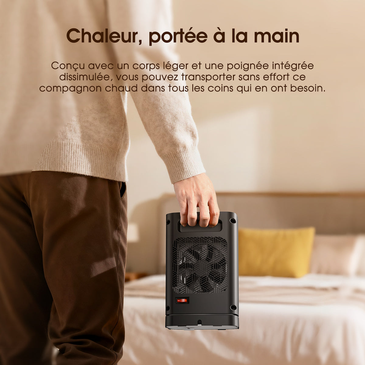 Totopia Chauffage électrique PTC 1500 W avec 2 modes de chauffage, Minuterie 12 h, Protection anti-basculement et anti-surchauffe, Chauffage d’appoint pour chambre, bureau