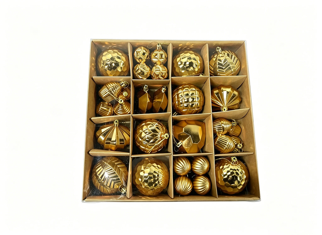 Ju7cer Lot de 40 boules de Noël, pour décoration de sapin et de fêtes, couleur or