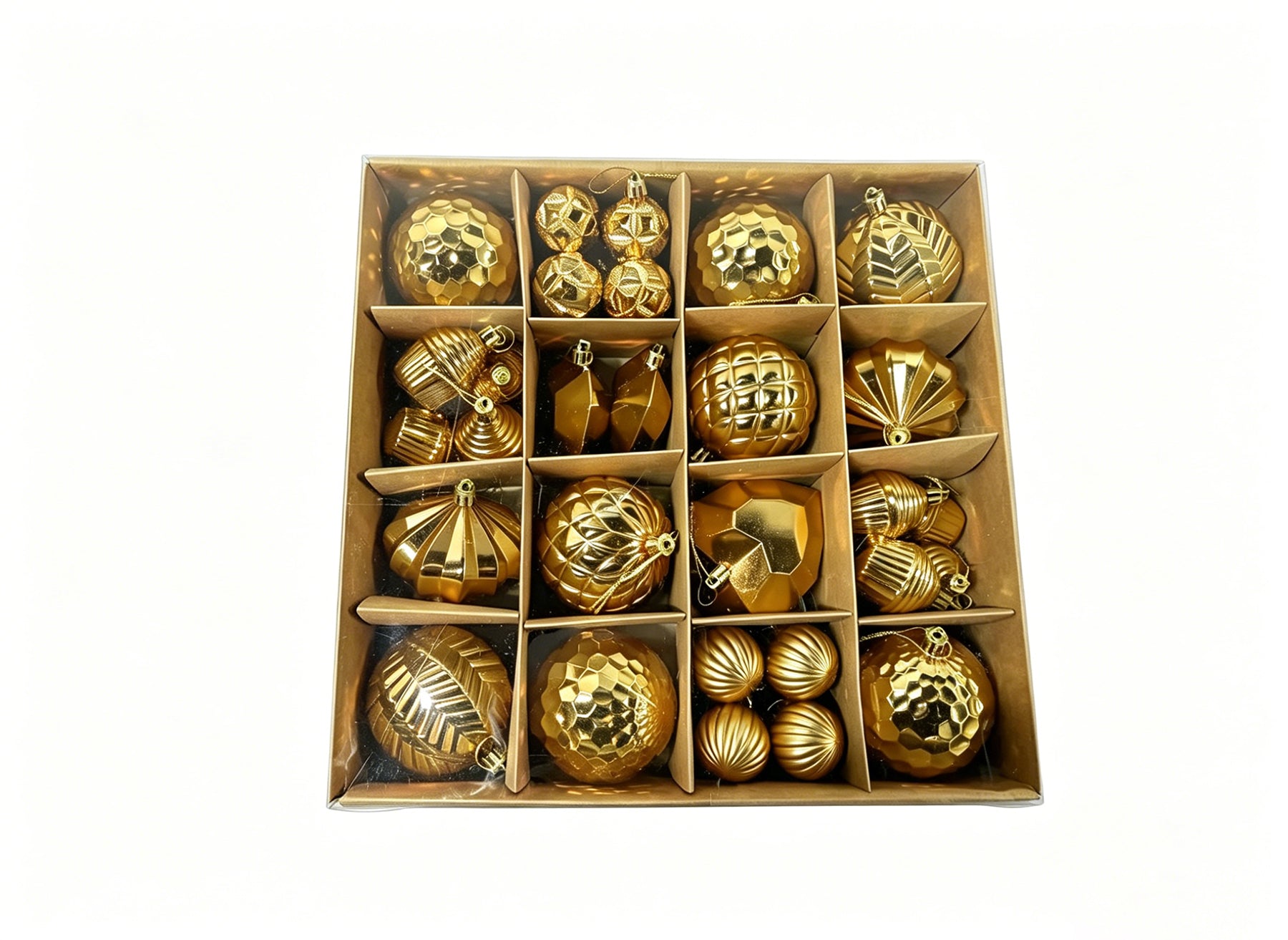 Ju7cer Lot de 40 boules de Noël, pour décoration de sapin et de fêtes, couleur or