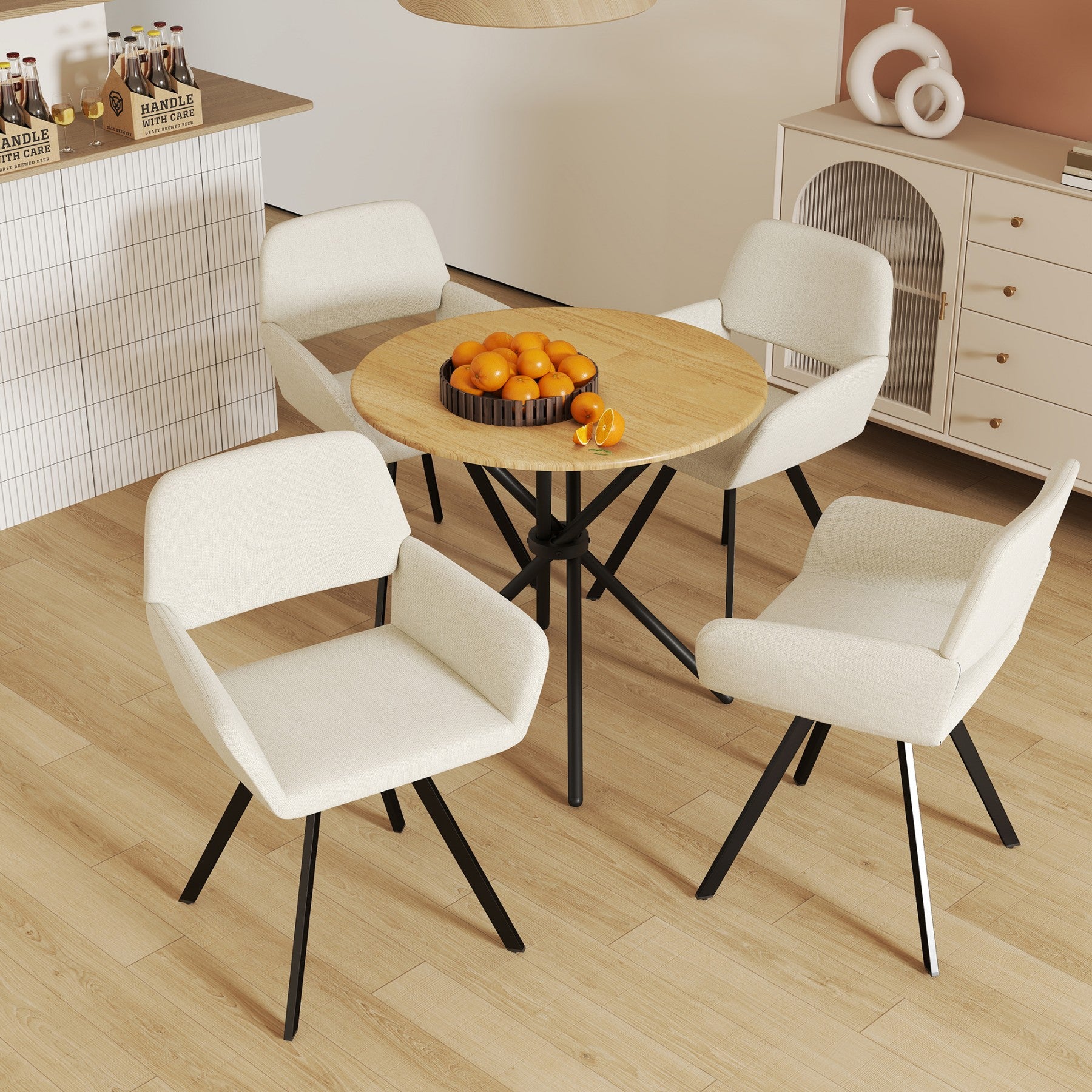 URBAN MEUBLE Chaise de salle à manger CALIFORNIA - Beige (Lot de 2)