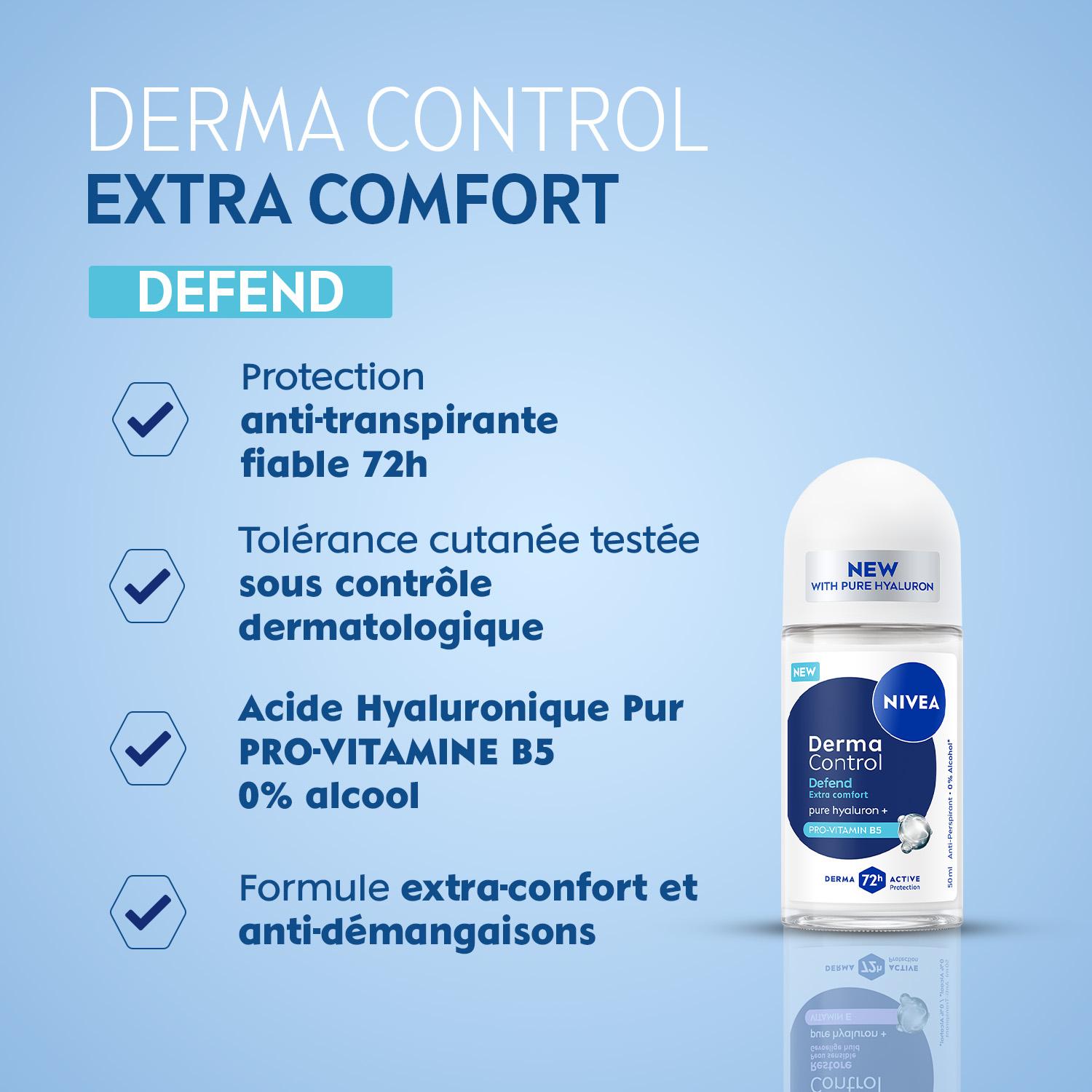 NIVEA Déodorant Femme Aisselles Derma Control Defend Protection 72h Bille 50 ml
