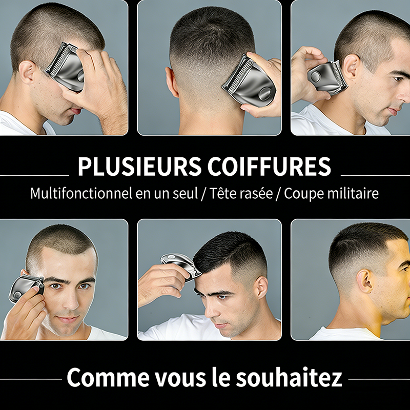 Komingdon Tondeuse à cheveux sans fil rechargeable Homme Coupe précise Nettoyage facile Longue autonomie Argent