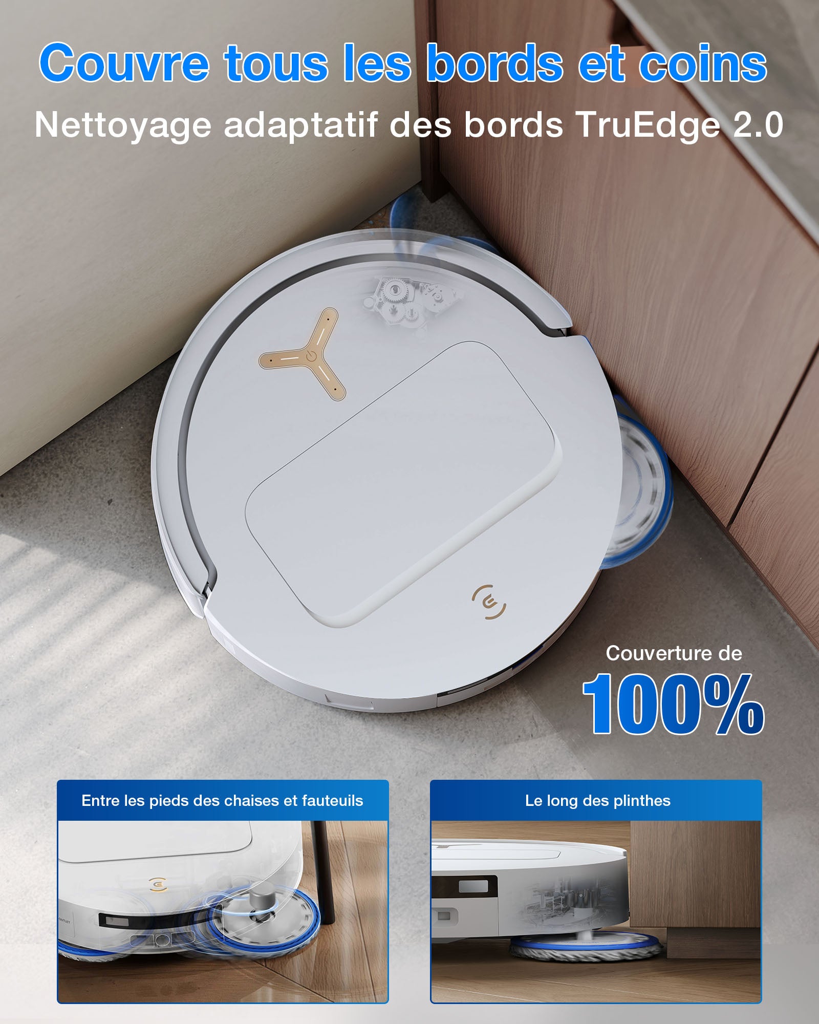 Robot aspirateur et laveur ECOVACS T50 Pro (Noir) avec station OMNI tout-en-un incluant le dosage du nettoyant, OZMO Turbo 2.0, jusqu'à 25 000 Pa de puissance d'aspiration