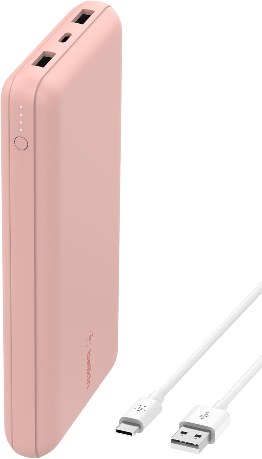 Belkin BOOST CHARGE™ Batterie externe 20 000 mAh avec ports USB-A et USB-C, 15 W - Or rose