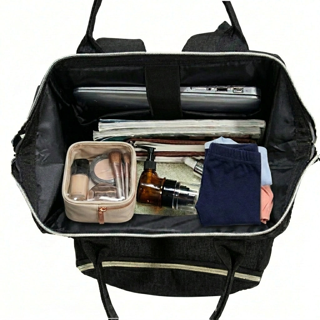 Sac à dos de voyage isotherme pour ordinateur portable 15,6 pouces pour femmes et hommes avec port USB, fonction glacière imperméable, Noir