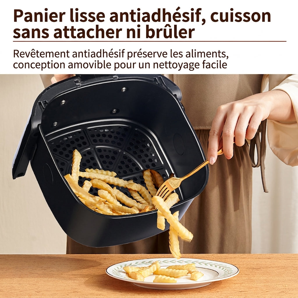 ochama Friteuse sans huile 3,2 L, friteuse électrique multifonction pour la maison, 1250 W, cuisson par air chaud, contrôle précis de la température et de la durée, intérieur antiadhésif