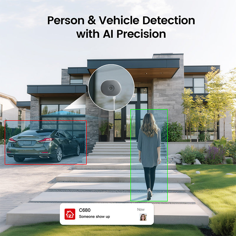 ZOSI Caméra de sécurité Wi‑Fi pour la maison C680, 3 MP, 2K, caméra de sécurité pour fenêtre, vision nocturne en couleur, fixation sur prise intérieure