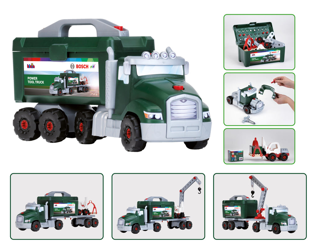 Theo Klein Bosch Camion de Construction Jouet 8630 Set de Construction avec Grue et Chariot Élévateur