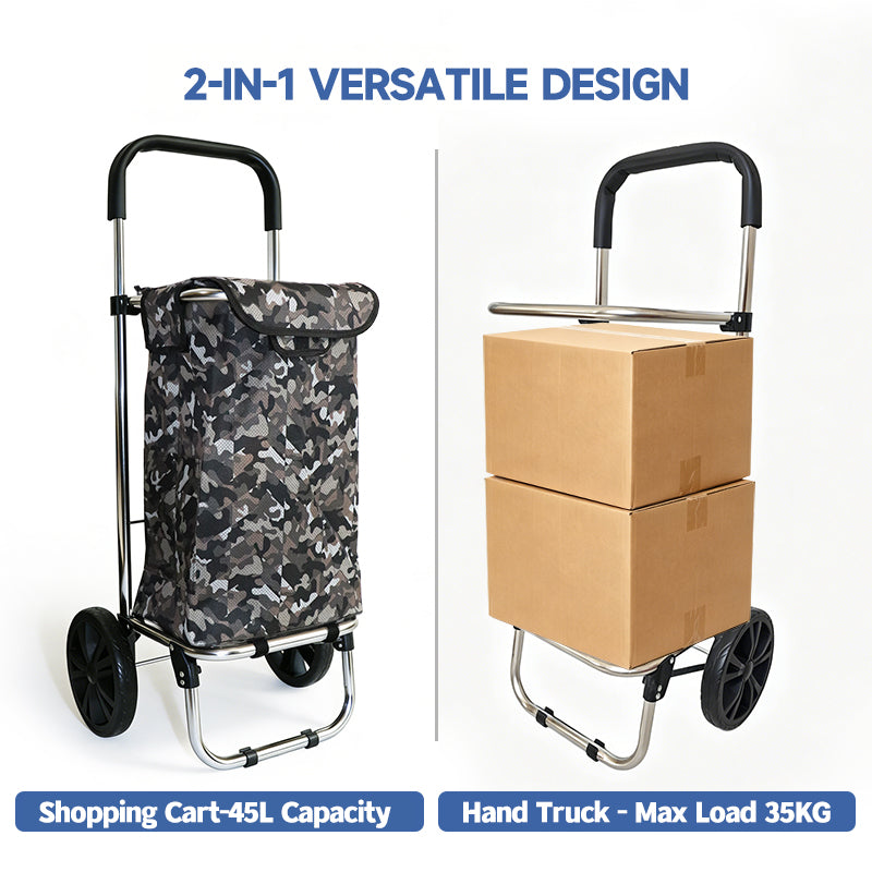 Strong bird 2026 Nouveau best-seller européen | Chariot de courses pliant en acier inoxydable, chariot de courses adapté aux seniors avec grande capacité et poignée ergonomique