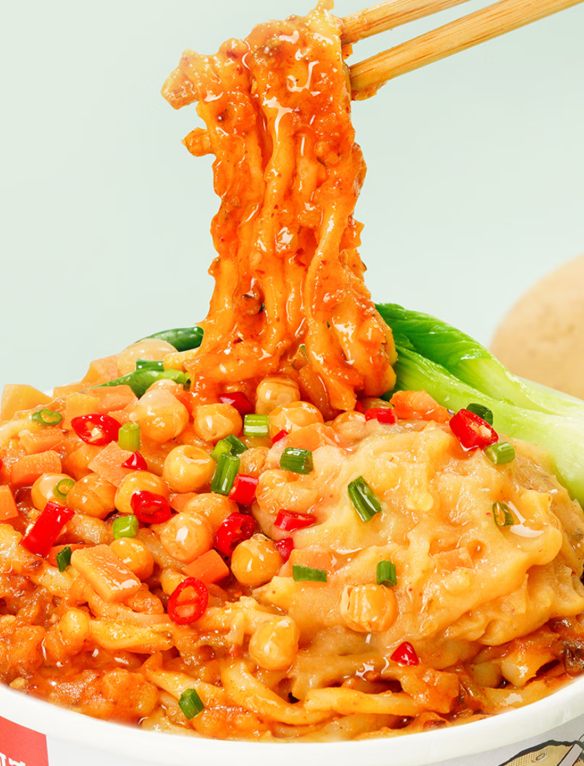 Bai Jia Akuan Nouilles mélangées à la purée de pommes de terre - Saveur cumin et mala (bol) 105 g