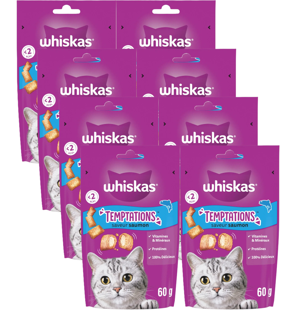 Whiskas Tentations Friandises pour Chat Saumon 8*60 g