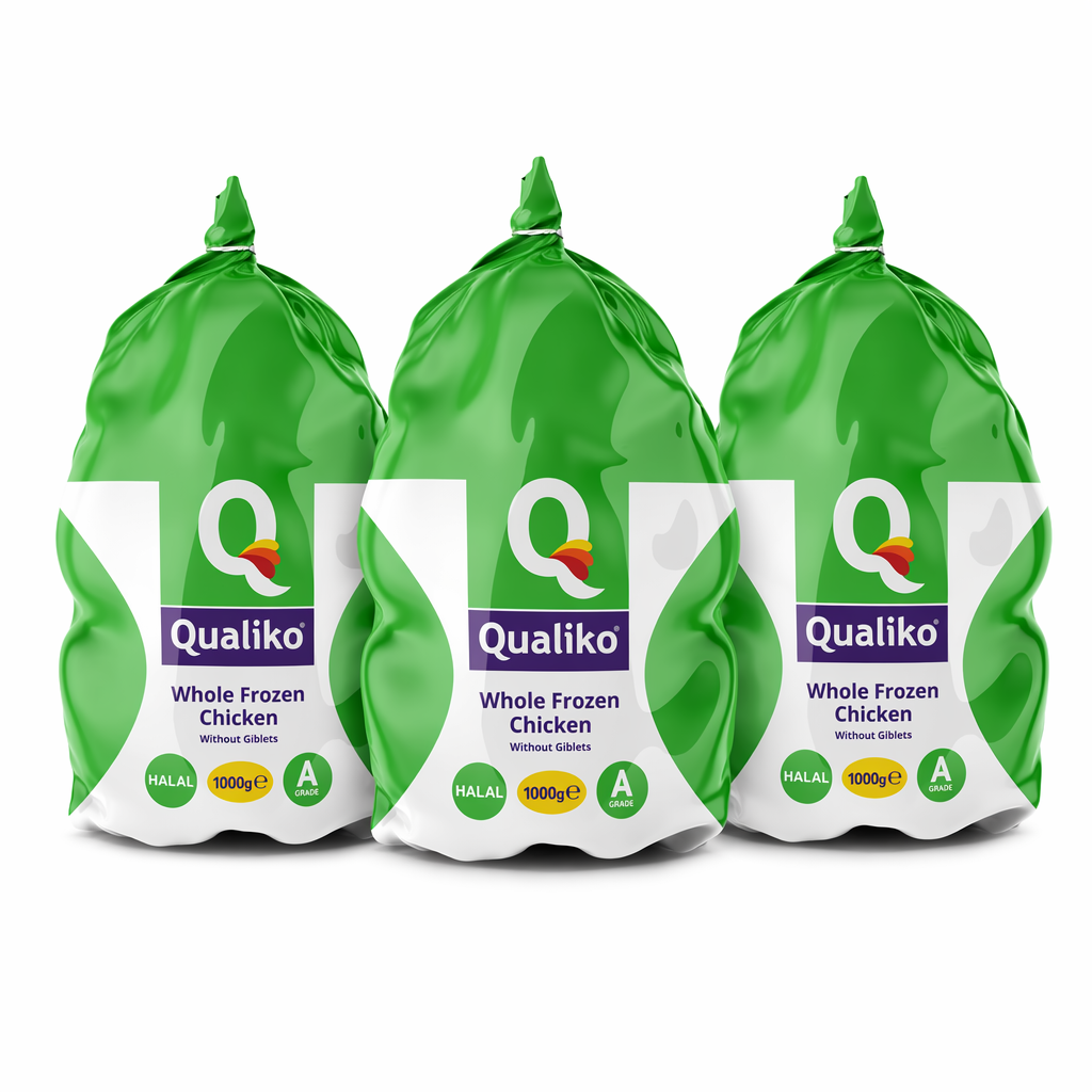 QUALIKO Poulet entier halal - 1 kg (Lot de 3)