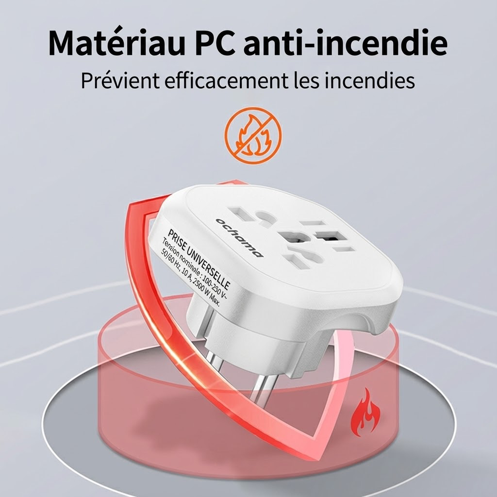 ochama Adaptateur de Voyage Universel vers Prise Européenne, Convertisseur de Prise Multi-Pays pour France et Europe, Compatible Fiches USA, UK, Australie et Chine