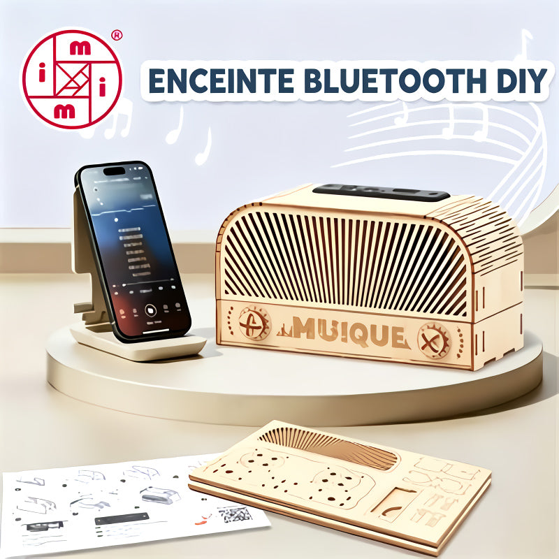 MIMI Enceinte Bluetooth en Bois DIY Modèle Puzzle 3D Cadeau pour Adultes