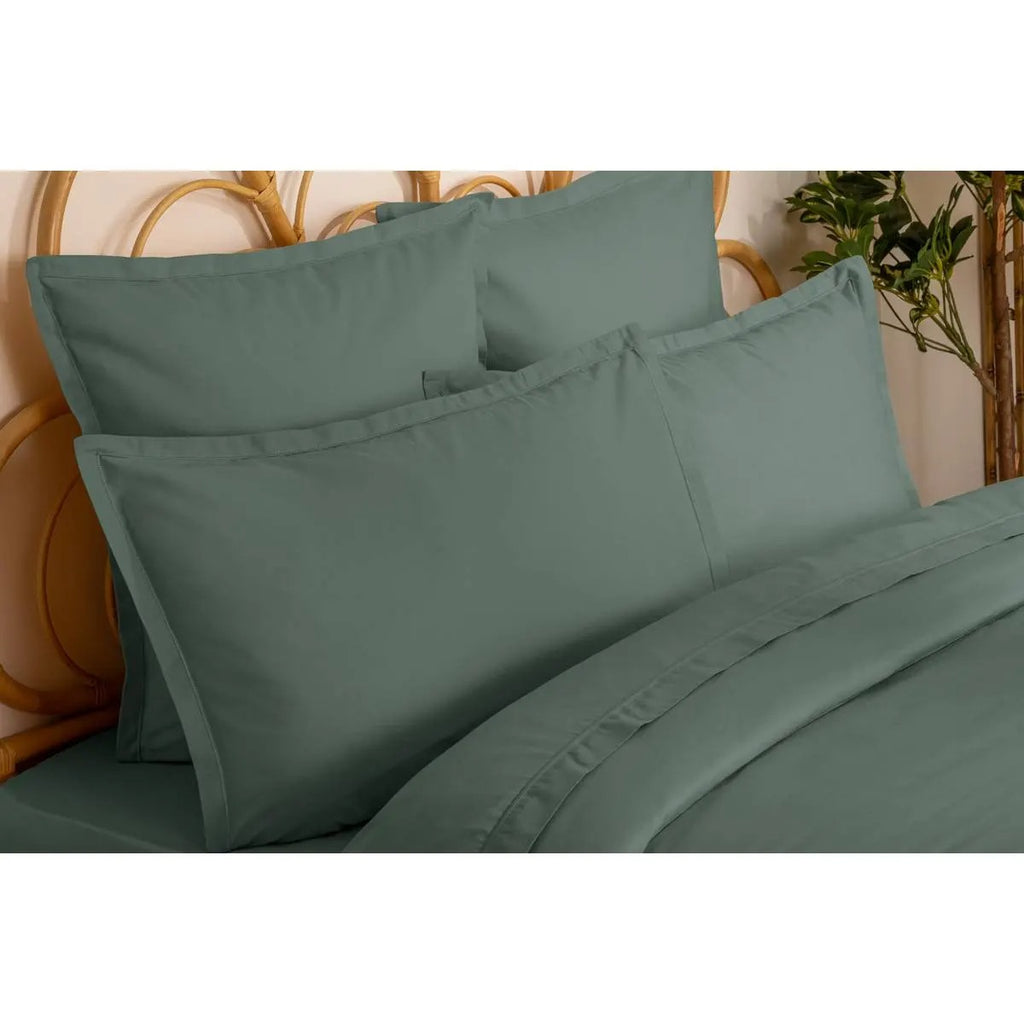 Atmosphera Housse de couette en coton 1 personne vert céladon - 140 x 200 cm