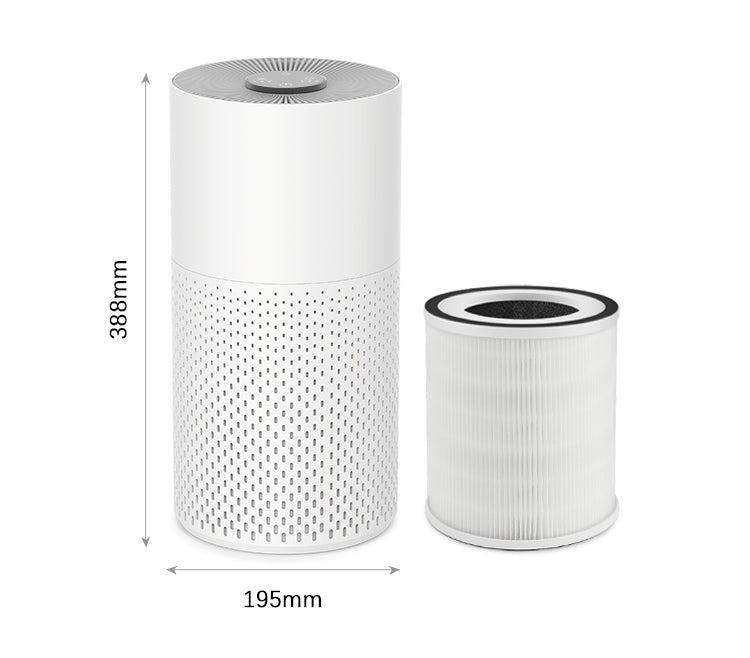 Homintell Purificateur d’air - CADR 150 m³/h, 3 vitesses, filtres HEPA et à charbon, minuterie 8 h, commande tactile, lumière d’ambiance 7 couleurs, idéal pour pièces de 18 m²