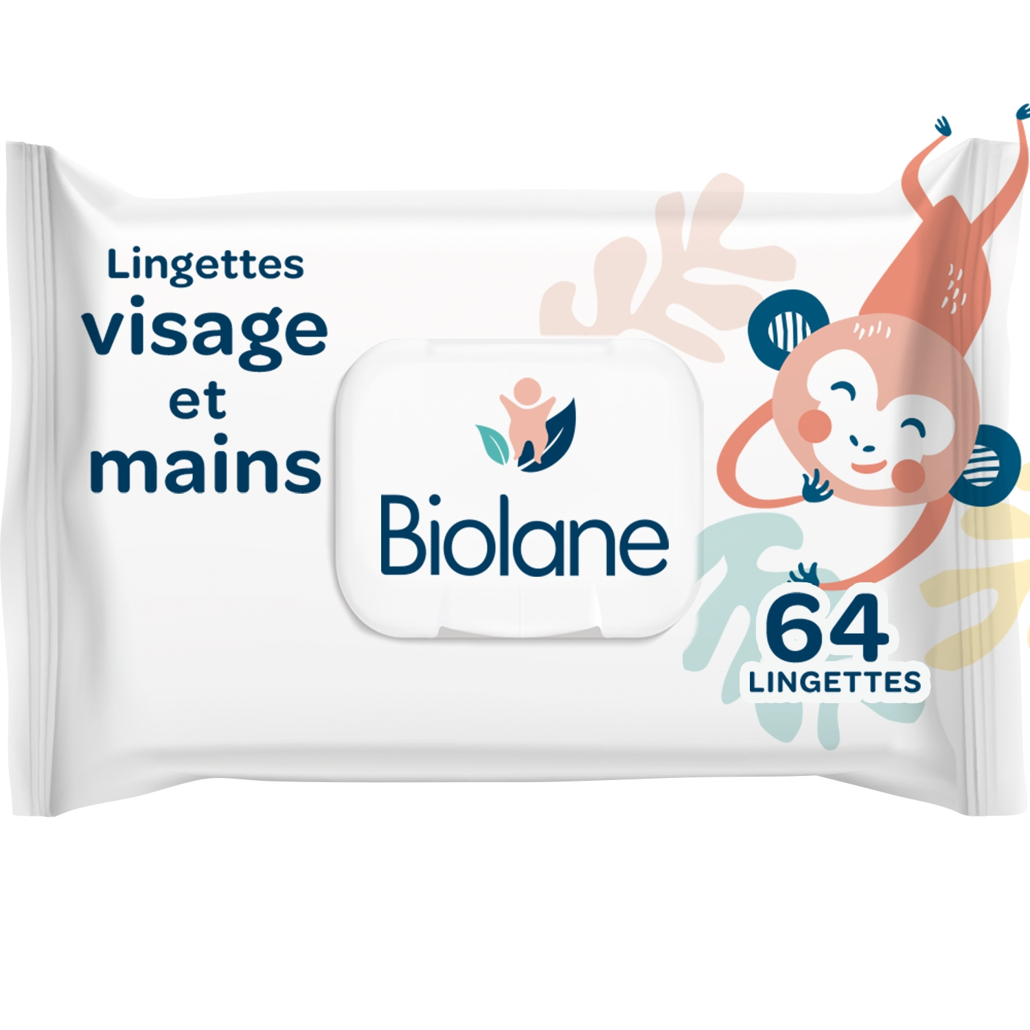 BIOLANE Lingettes nettoyantes pour le visage et les mains des bébés, 64 lingettes