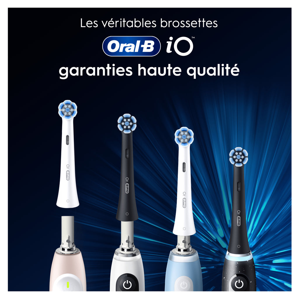 Oral-B iO Pack de 6 Brossettes de Rechange Gentle Care Blanches, Brossage Le Plus Doux, Conviennent Aux Gencives Sensibles, Brossette Pour Les Brosses A Dents Electriques Oral B iO