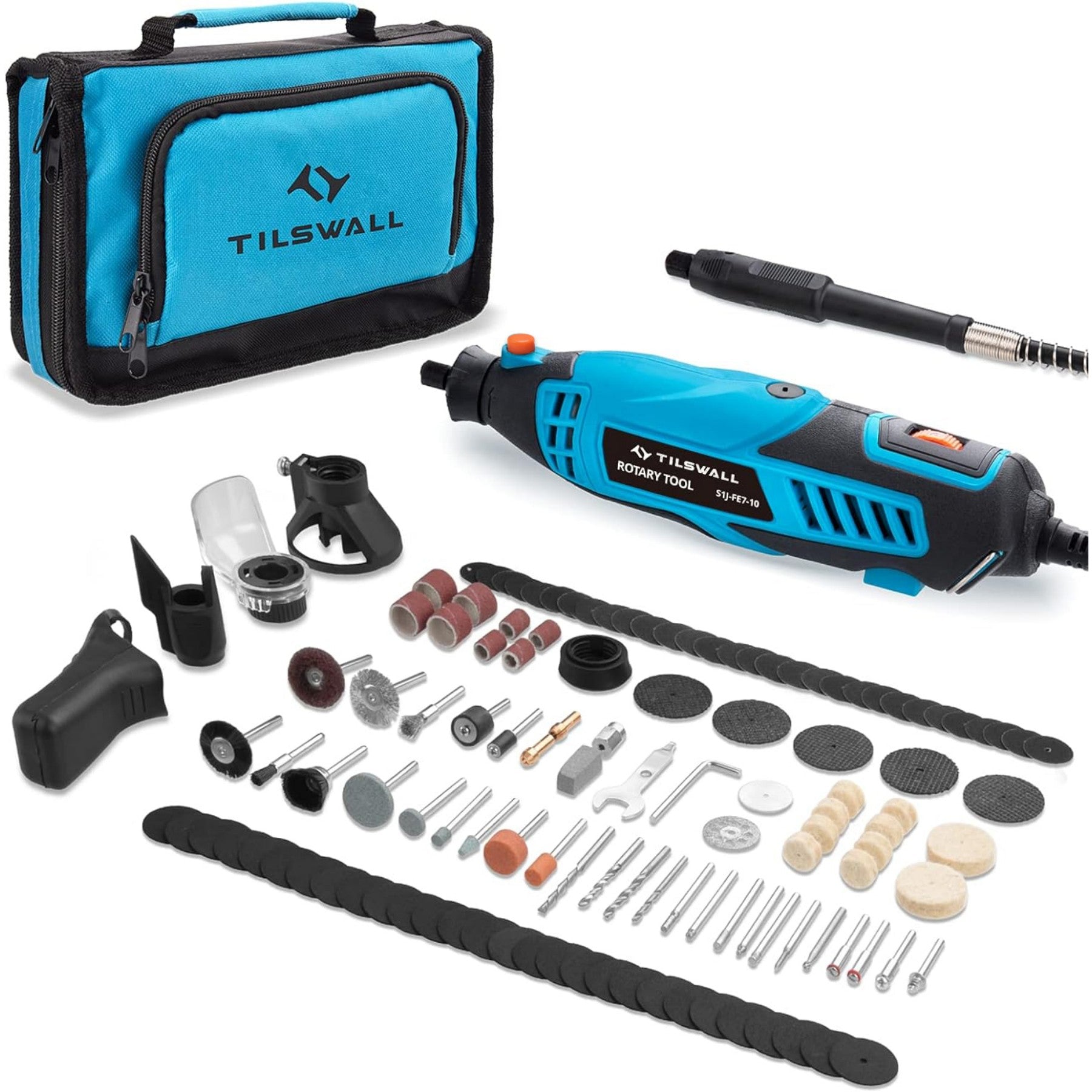 TILSWALL Outil multifonction 160 W avec 6 vitesses variables 8000-33000 tr/min, Kit d'outils rotatifs 160 W pour gravure, perçage, coupe, meulage, polissage