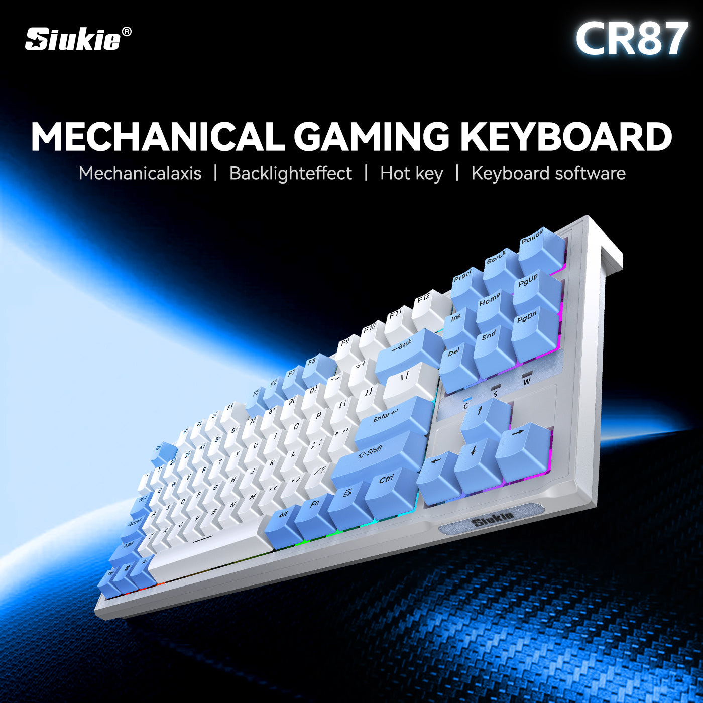 Siukie CR87 Clavier mécanique filaire à 87 touches avec interrupteurs détachables