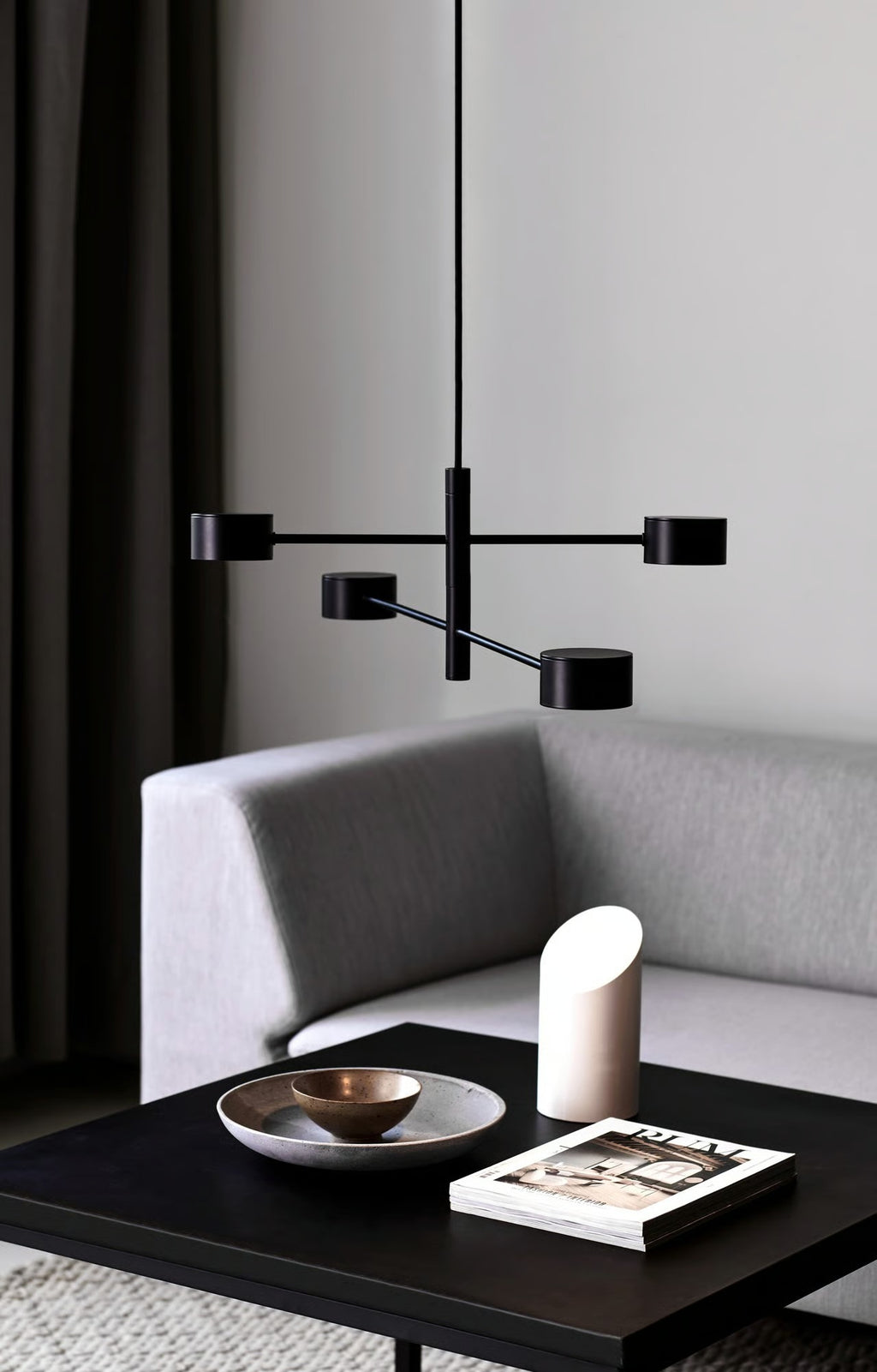 Suspension CLYDE 4-Spot - LED intégrée métal noir - fonction de mémoire réglable en 3 étapes IP20 - Nordlux, Intérieur
