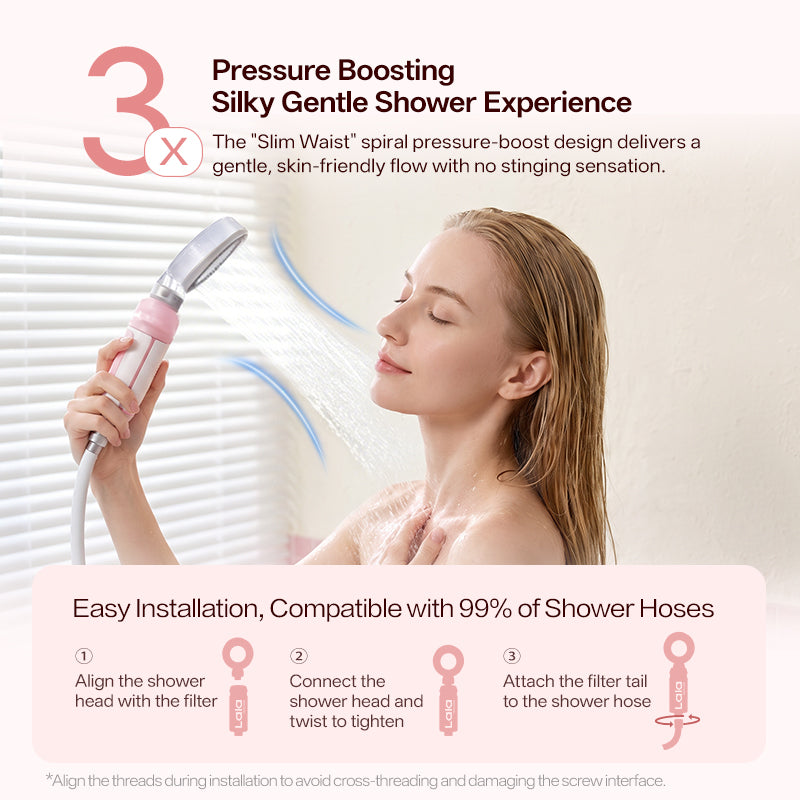 Lalapercare Cartouche de filtre de douche parfum rose, infusée à l'extrait de rose de Damas et à la vitamine C, améliore la pression de l'eau, élimine le chlore, nourrit la peau, crée une peau et des cheveux hydratés et éclatants, importé de Corée du