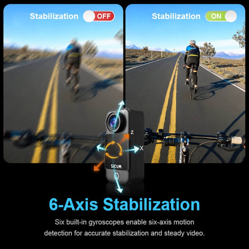 SJCAM C300 Caméra d'action de poche 4K avec stabilisation EIS à 6 axes Écran tactile 1,3 pouces Enregistrement 120 min Ultra compacte 6,8 × 3,2 × 2,6 cm Étanche 30 m avec boîtier Photo