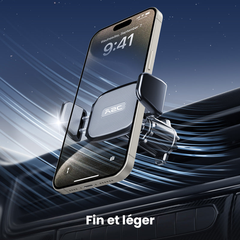 Support de téléphone de voiture à ventouse forte A2C 3-en-1 Tableau de bord/Pare-brise/Sortie d'air Universel Opération à une main Serrage automatique Antidérapant Stable pour voitures