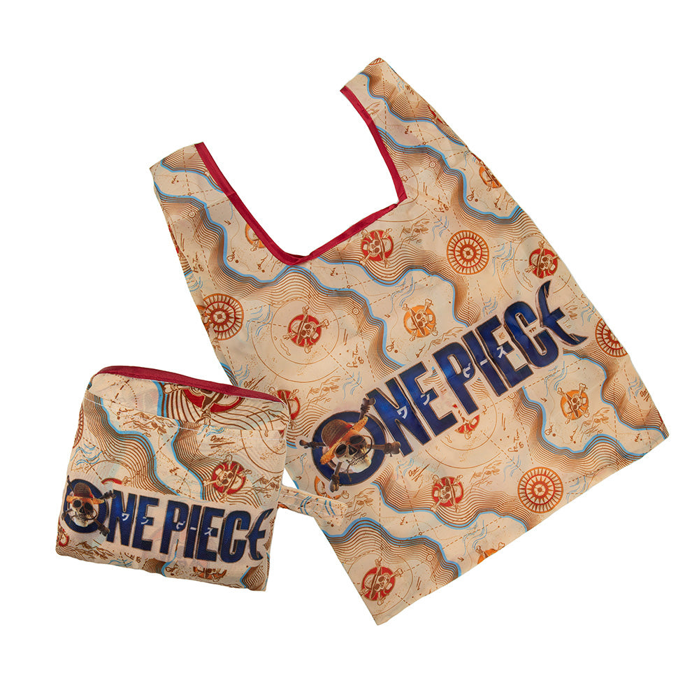 One Piece Sac de Courses Écologique Réutilisable avec Boule de Noël Sphère en Métal Emballage Cadeau Grand Bateau D Luffy Imprimé Carte Tête de Mort Grand Format Sac de Courses Pliable