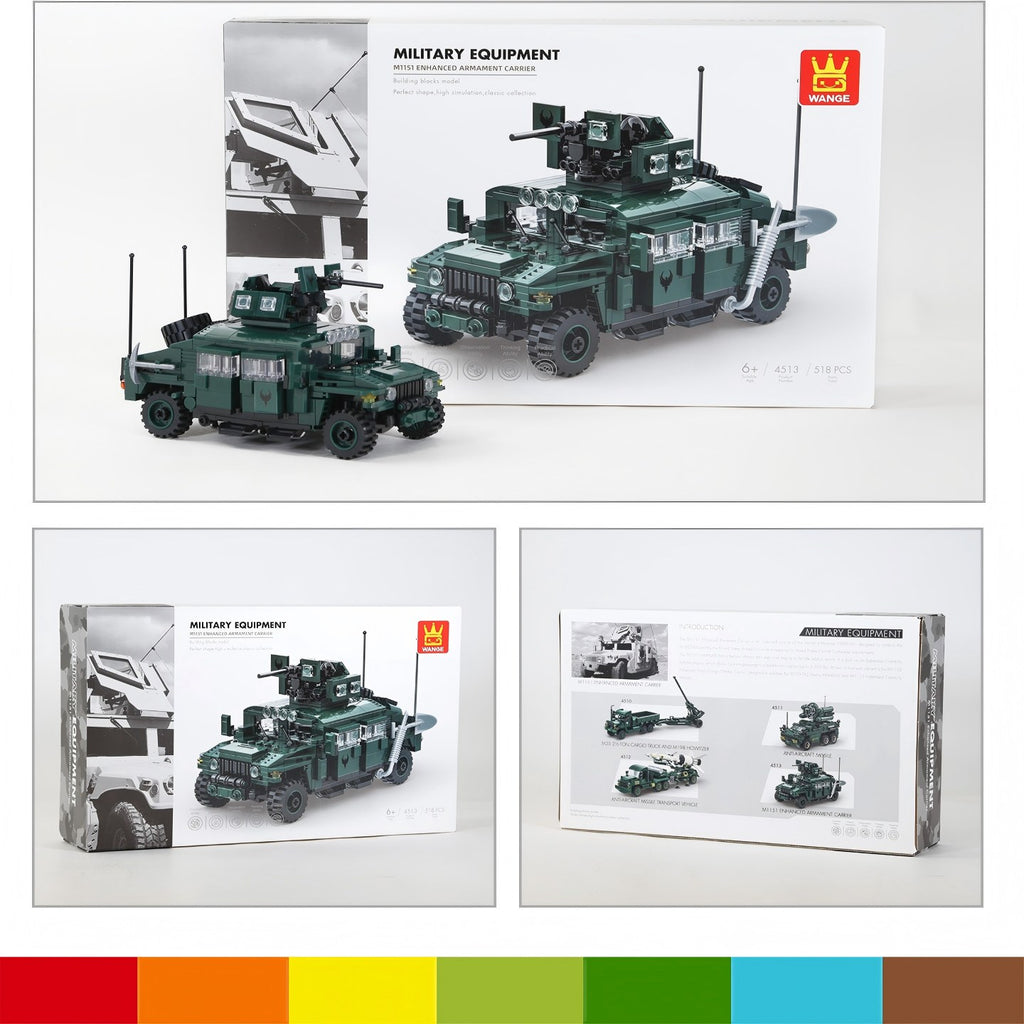 WANGE M1151 Véhicule de transport d'armement amélioré 518 pièces Ensemble de blocs de construction Pour constructeurs amateurs
