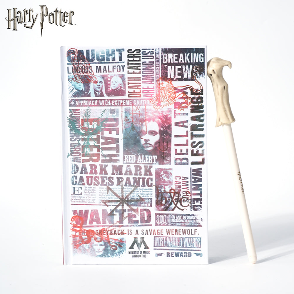 Warner Bros. Lot de 2 Carnets thème journal des forces du mal Harry Potter et Stylo baguette de Lord Voldemort Papeterie Wizarding World sous licence officielle Collection à thème exclusive Cadeau
