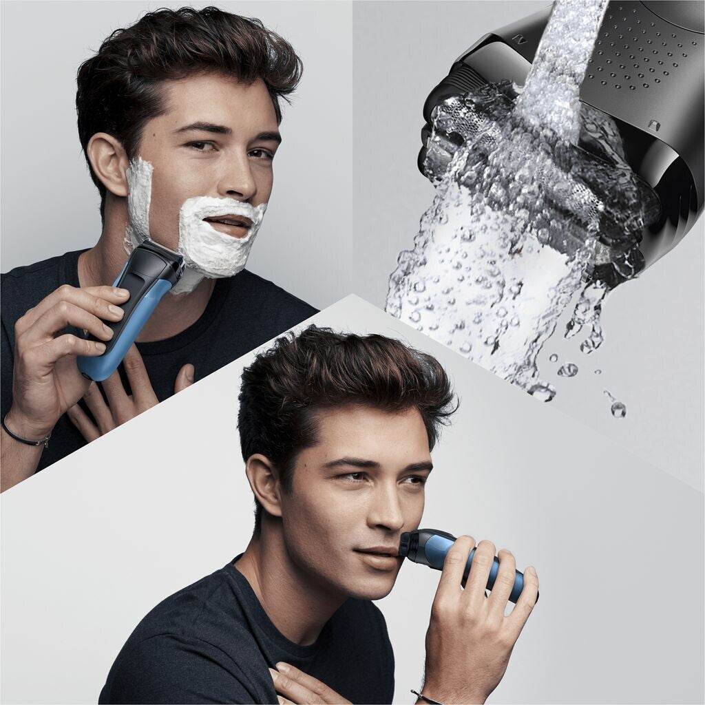Braun Series 3 310s - Rasoir Électrique Homme Wet & Dry Rechargeable - 100 % Étanche - Bleu et Noir