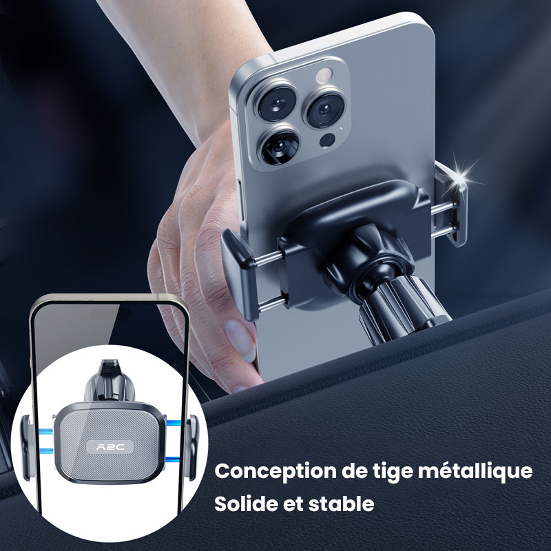 Support de téléphone de voiture à ventouse forte A2C 3-en-1 Tableau de bord/Pare-brise/Sortie d'air Universel Opération à une main Serrage automatique Antidérapant Stable pour voitures