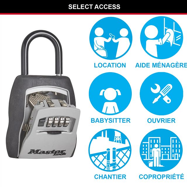 Master Lock boîte à clés portable avec anse de suspension, format moyen 90 x 157 x 40 mm, pour usage extérieur, pour la maison, le bureau, les entreprises et les véhicules